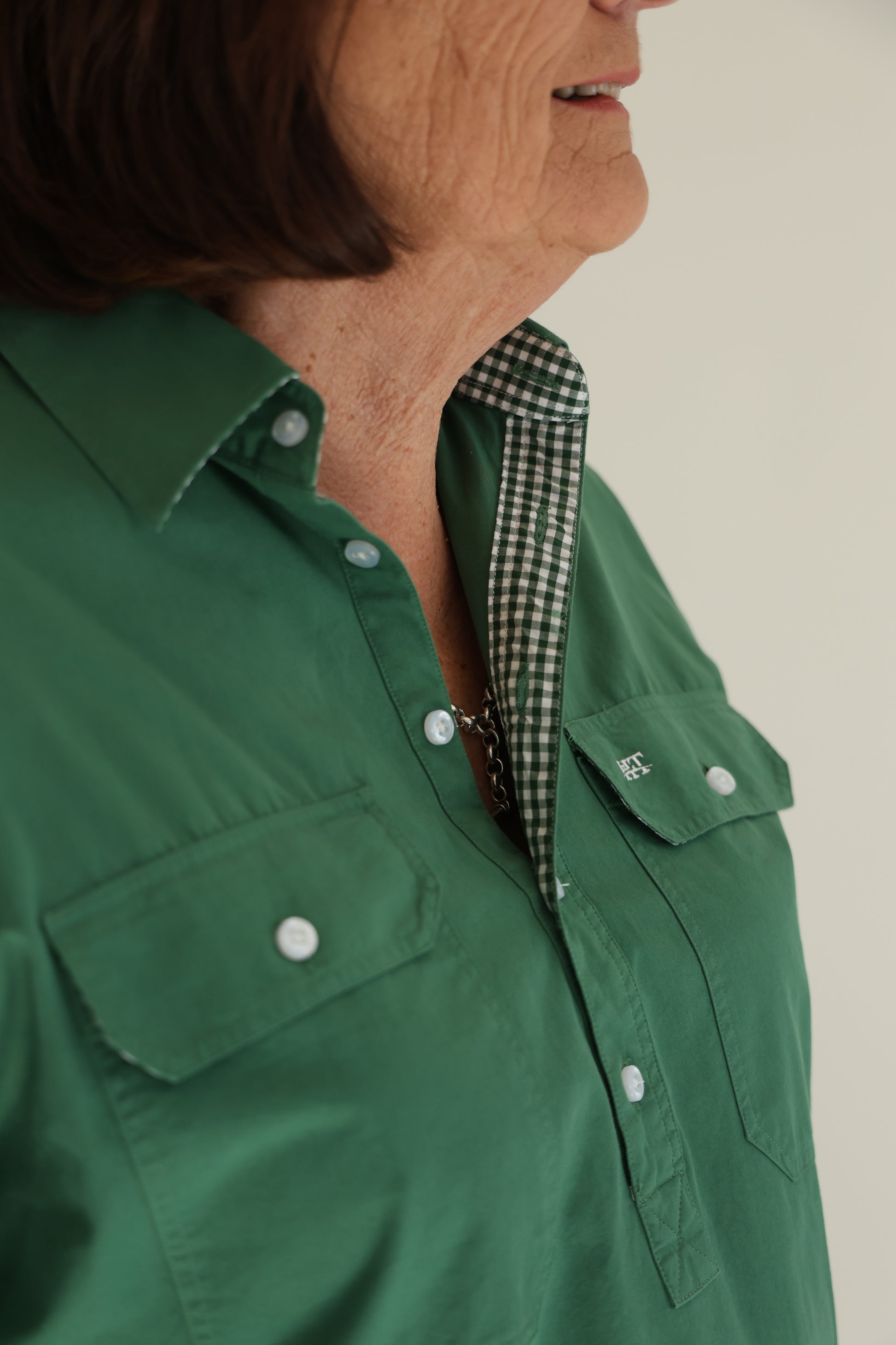 Women's Emerald Green Workshirt | Long Sleeve & Cotton | HT Hide to Tide Women's Emerald Green Workshirt | Long Sleeve & Cotton | HT Hide to Tide